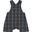 Salopetă bleumarin cu bretele și carouri bej