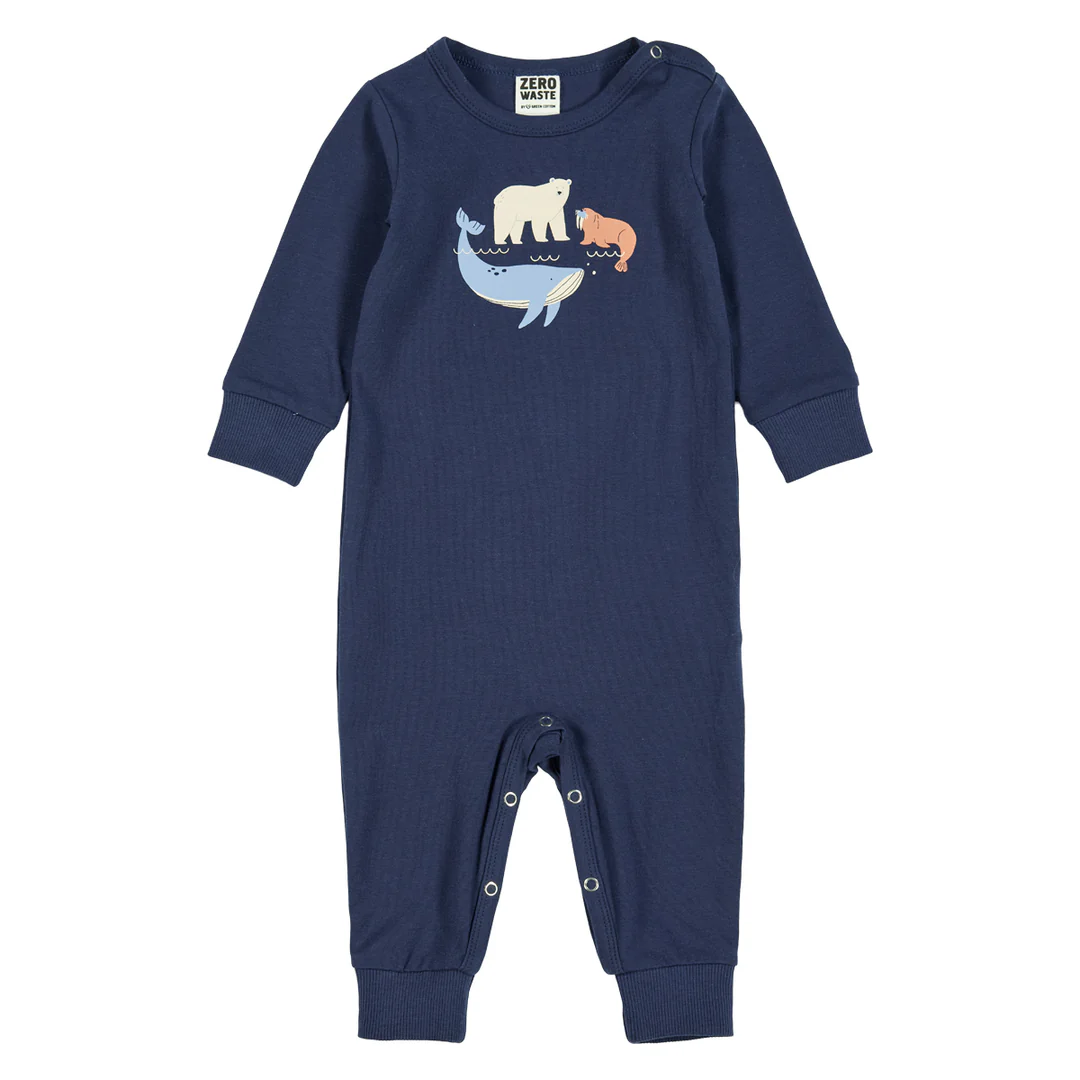 Salopetă copii cu imprimeu animale, din bumbac organic