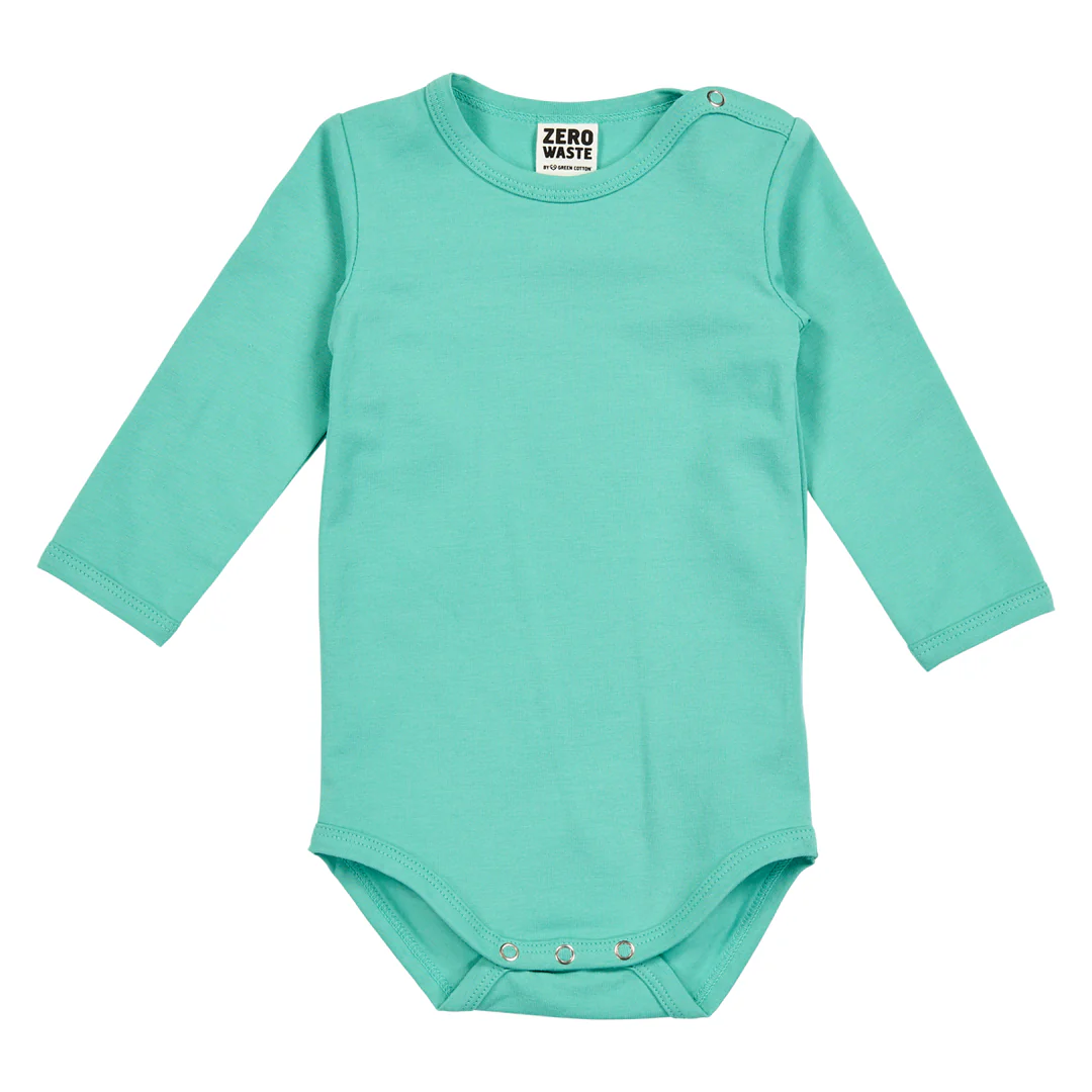 Body cu mâneci lungi verde mentă, din bumbac organic