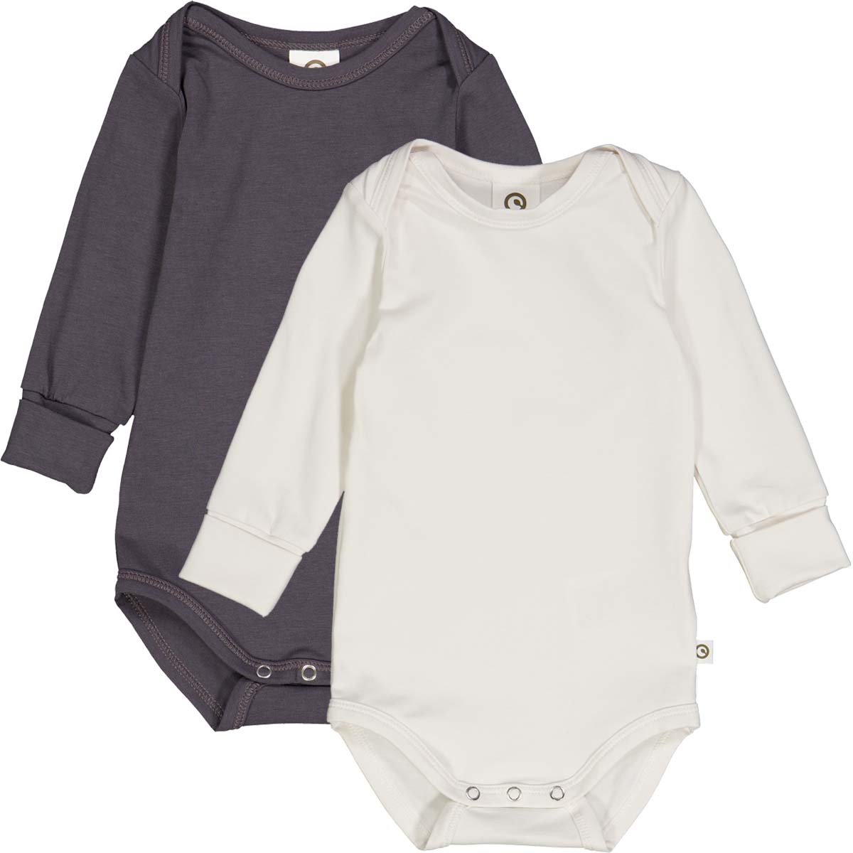 Set două body-uri cu mânecă lungă, crem și grafit