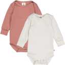 Set două body-uri cu mânecă lungă, crem și roz pudrat