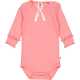 Body roz cu volănașe la mâneci, din bumbac organic