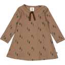 Rochiță rib bej cu imprimeu pini, din bumbac organic