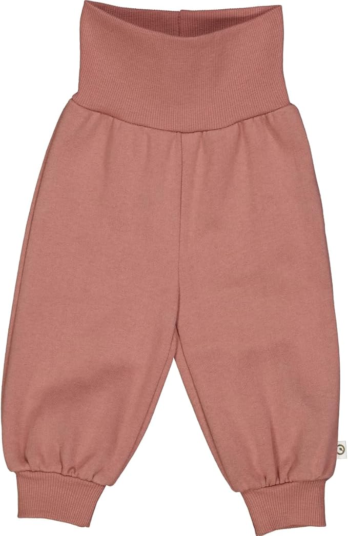 Pantaloni cu talie înaltă roz prăfuit, din bumbac organic