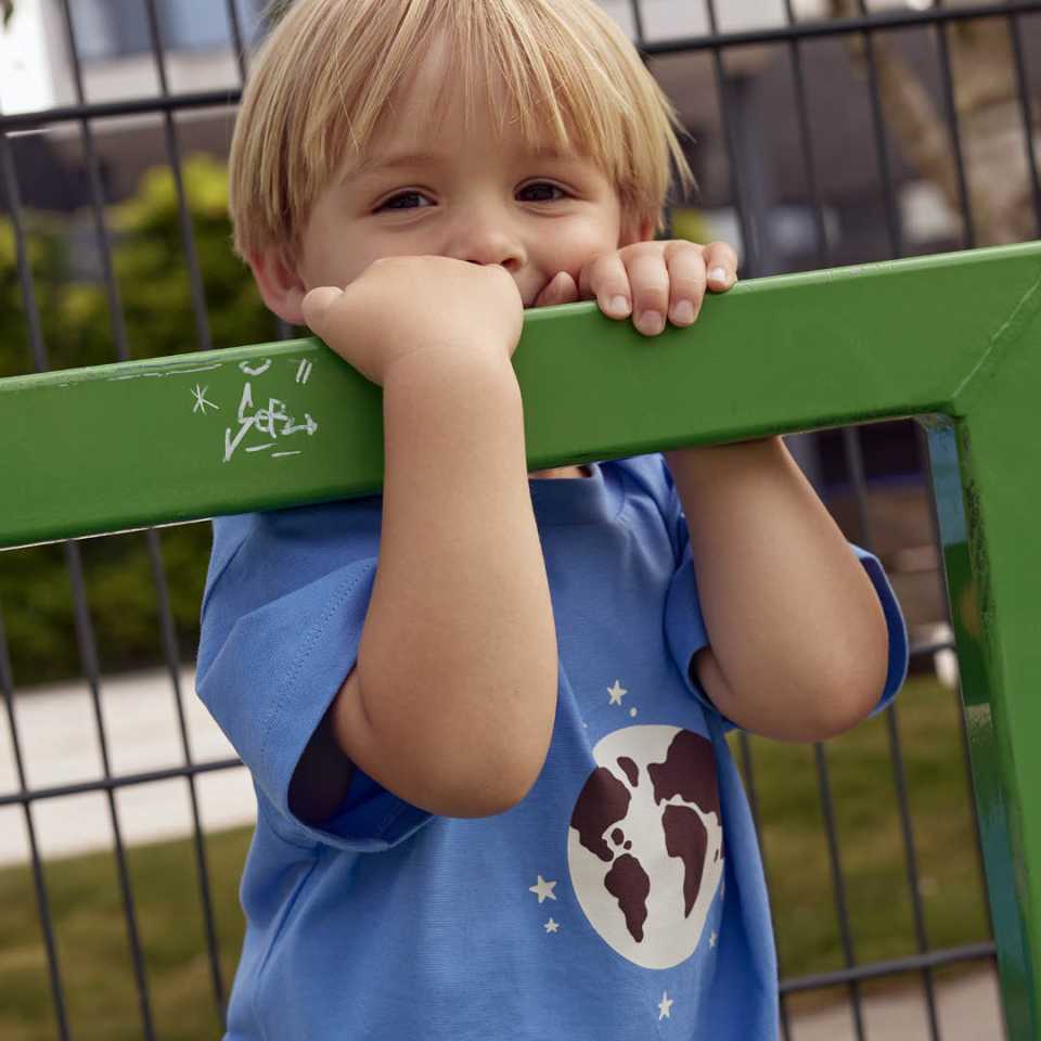 Tricou albastru Yes to Kindness, din bumbac organic