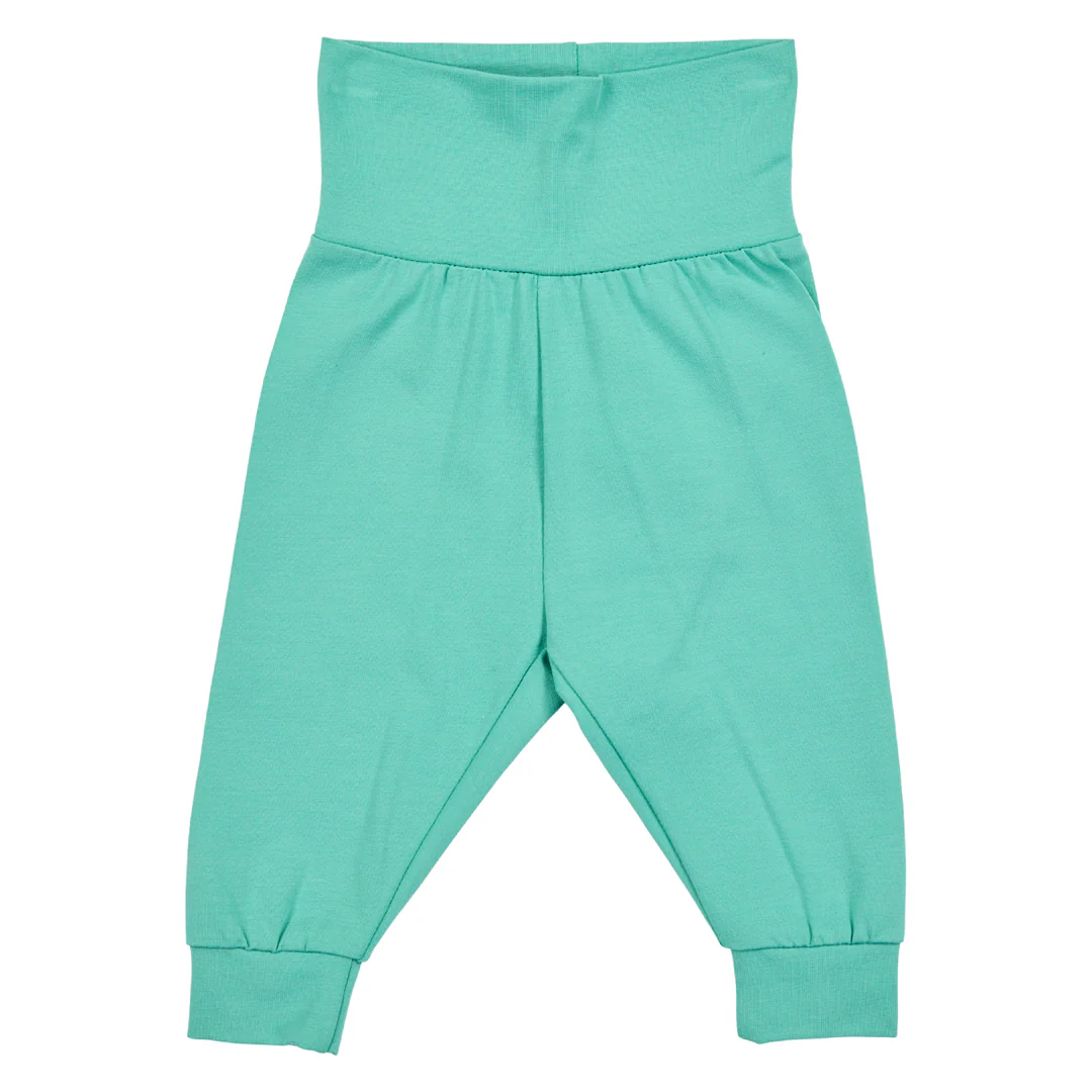 Pantaloni comozi cu talie inaltă verde pastel