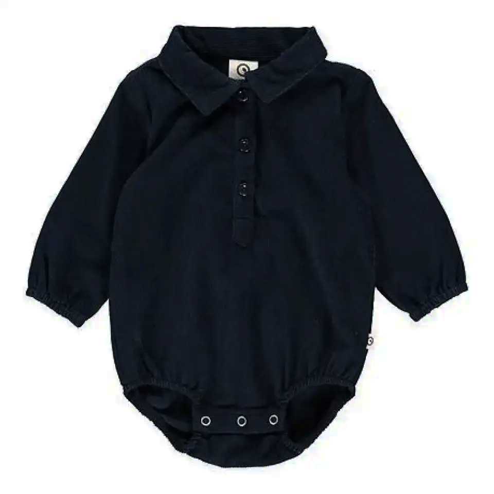 Body cămașă din catifea reiată, bleumarin