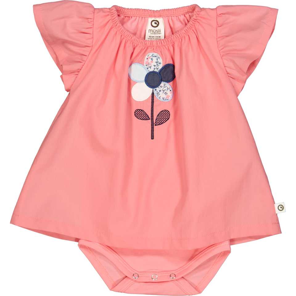 Body rochiță roz, cu imprimeu broderie florală