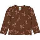 Bluză maro, cu mâneci bufante și imprimeu floral