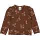 Bluză maro, cu mâneci bufante și imprimeu floral