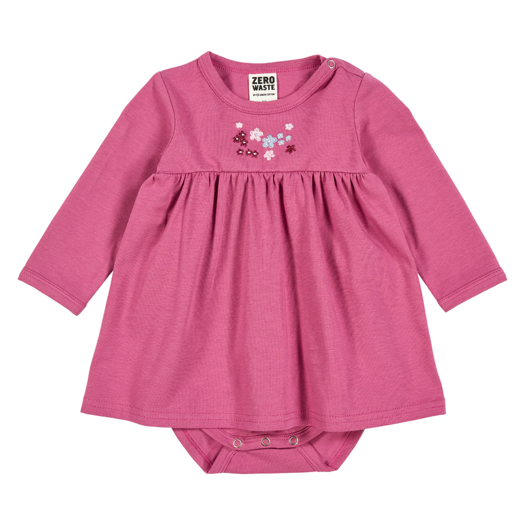 Body rochiță roz vișiniu, din bumbac organic