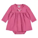 Body rochiță roz vișiniu, din bumbac organic