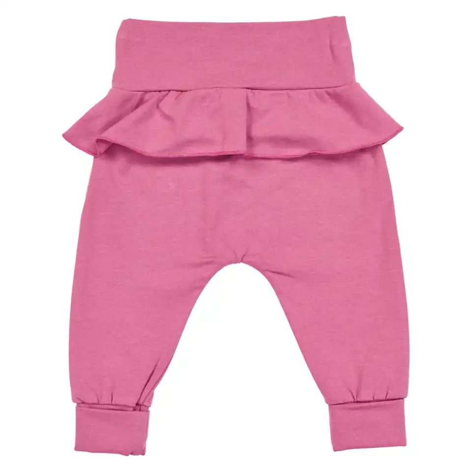 Pantaloni roz-vișinii cu volănașe, pentru bebeluși