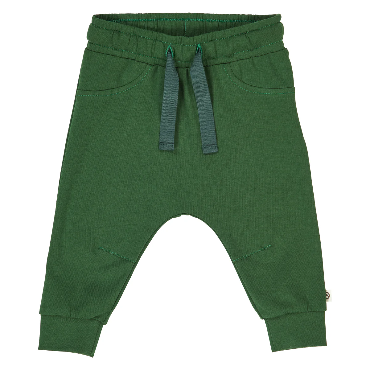 Pantaloni eleganți verde intens, cu buzunare aparente si șiret