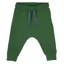 Pantaloni eleganți verde intens, cu buzunare aparente si șiret