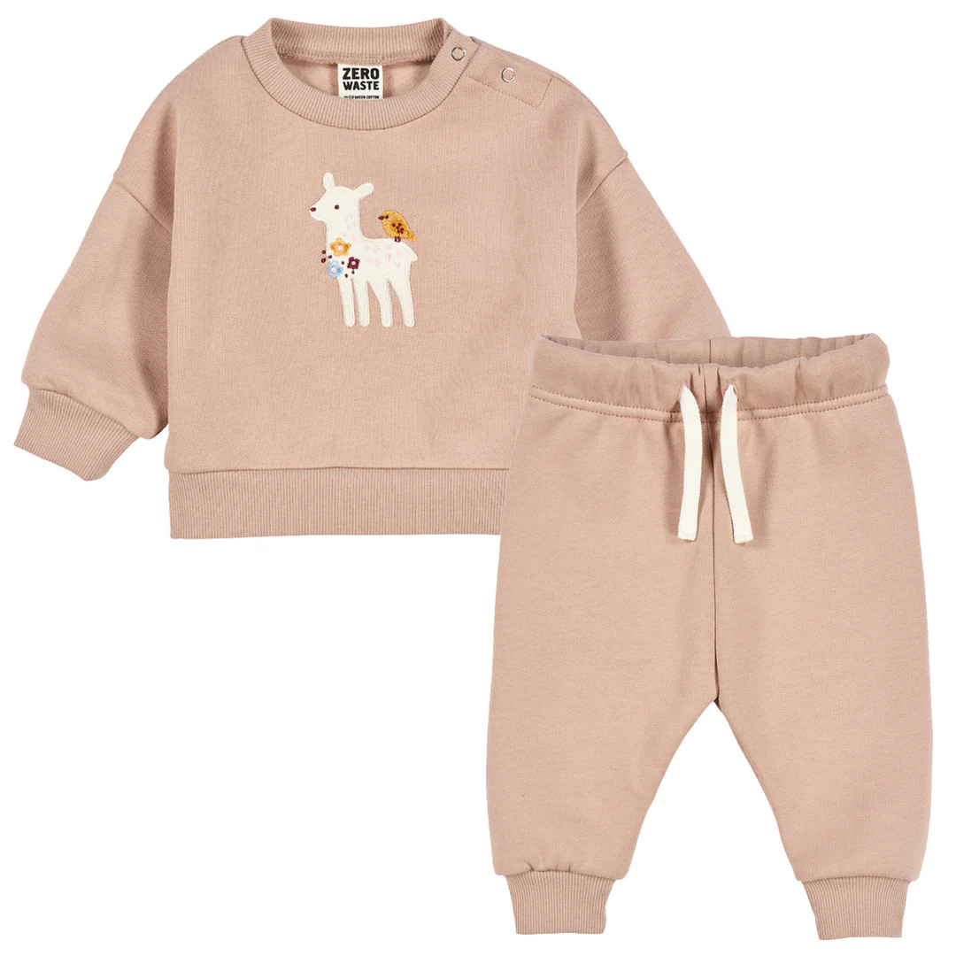 Set trening fete, roz cu imprimeu căprioară