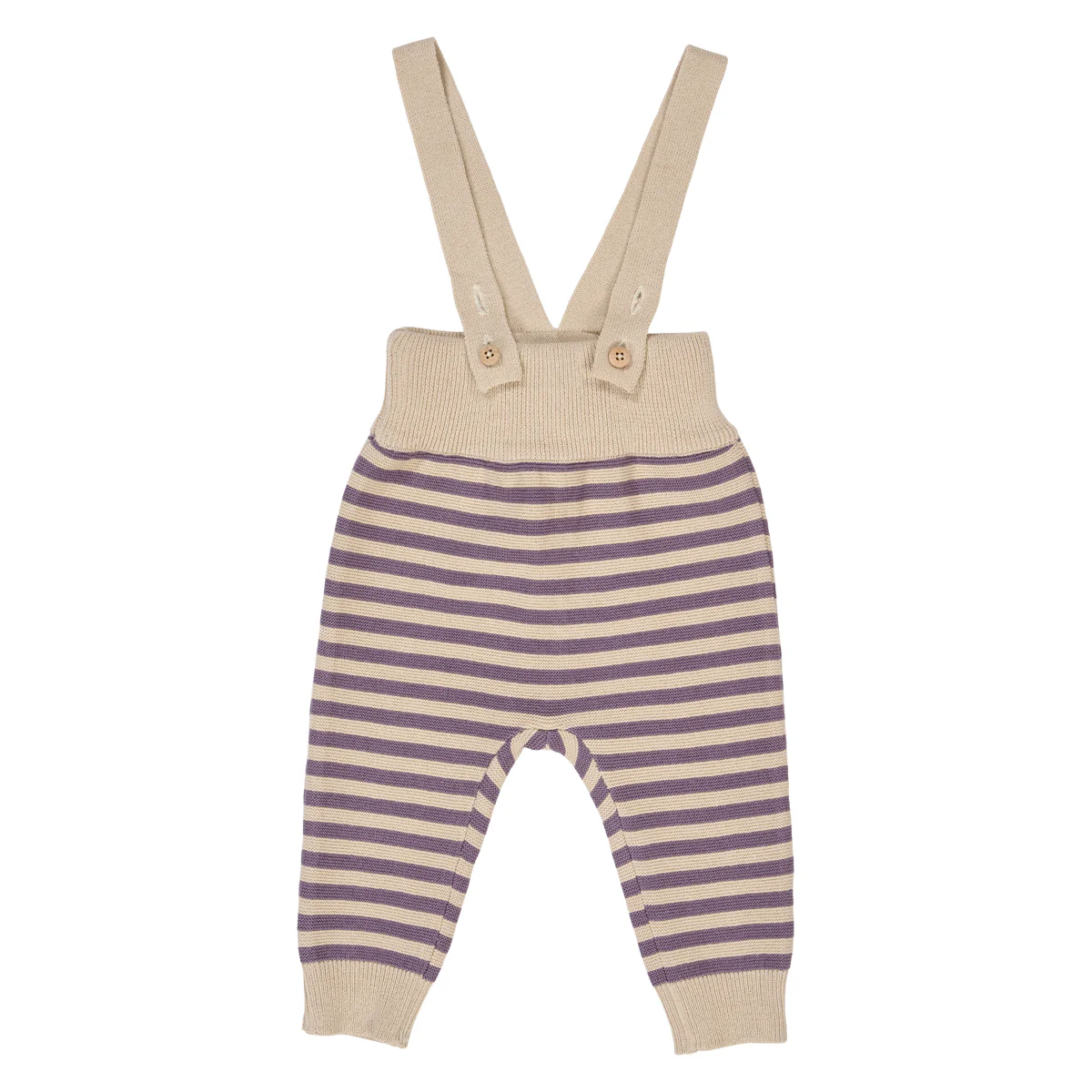 Salopeta tricotata pentru bebeluși crem cu dungi