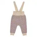 Salopeta tricotata pentru bebeluși crem cu dungi