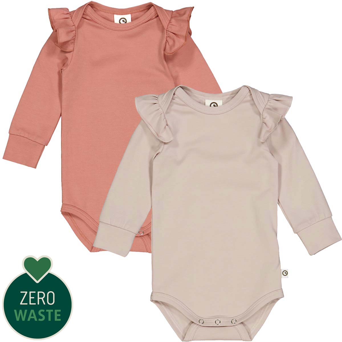 Set 2 body-uri cu mânecă lungă și volănașe pe umeri