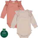 Set 2 body-uri cu mânecă lungă și volănașe pe umeri