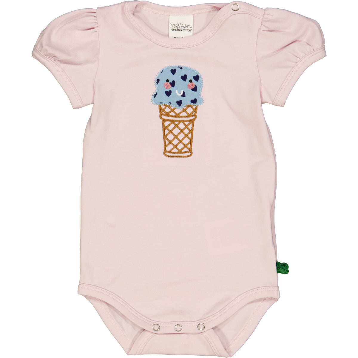 Body cu mânecă scurtă roz, cu print inghețată