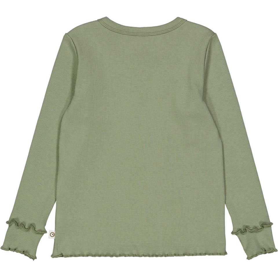 Bluziță rib verde din bumbac organic