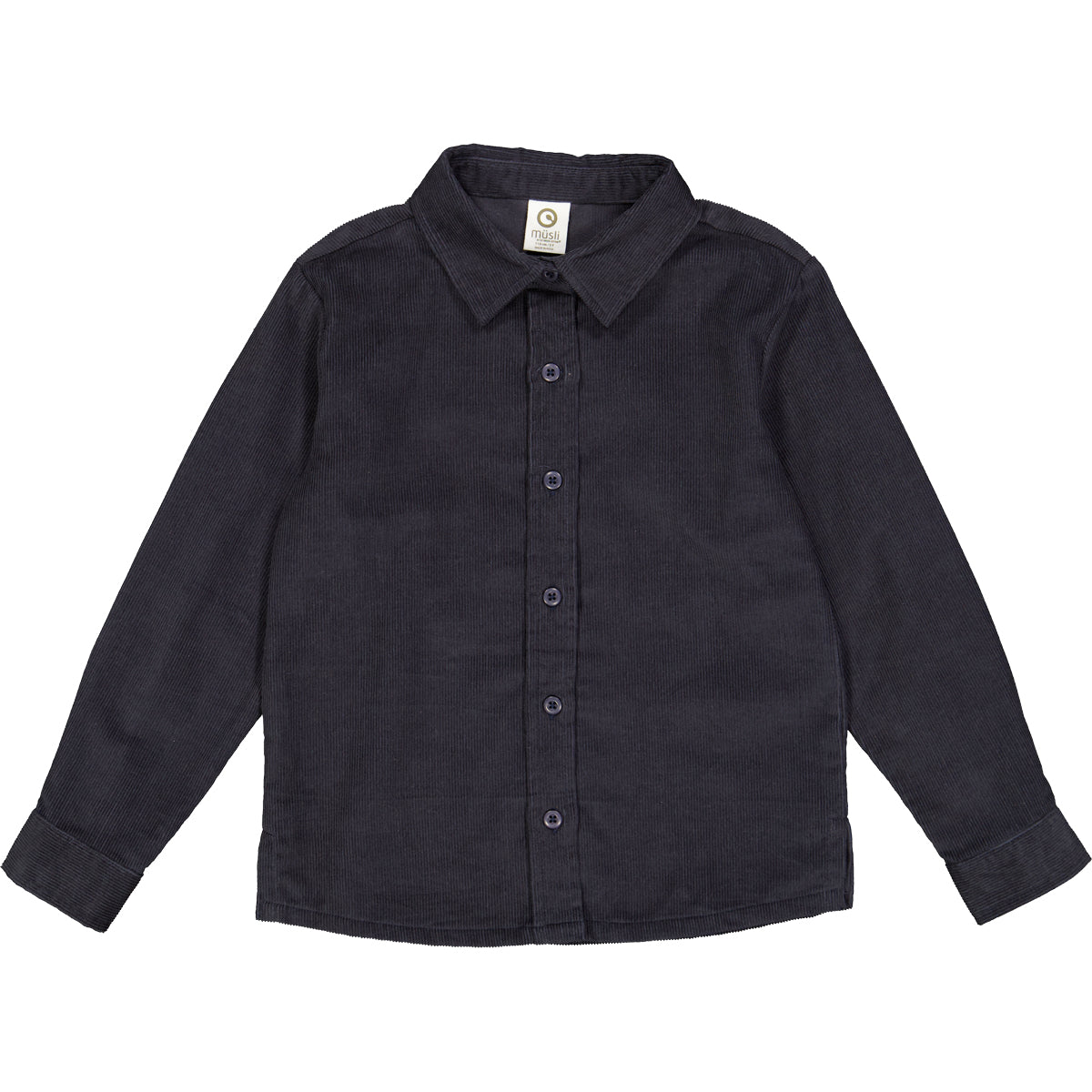 Cămașă bleumarin din catifea reiată cu mânecă lungă