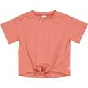 Tricou roz piersică din bumbac organic cu nod