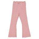 Pantaloni evazați rosii cu dungi crem