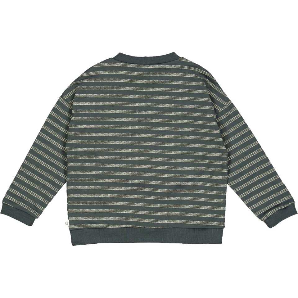 Bluză grosuță verde cu dungi crem