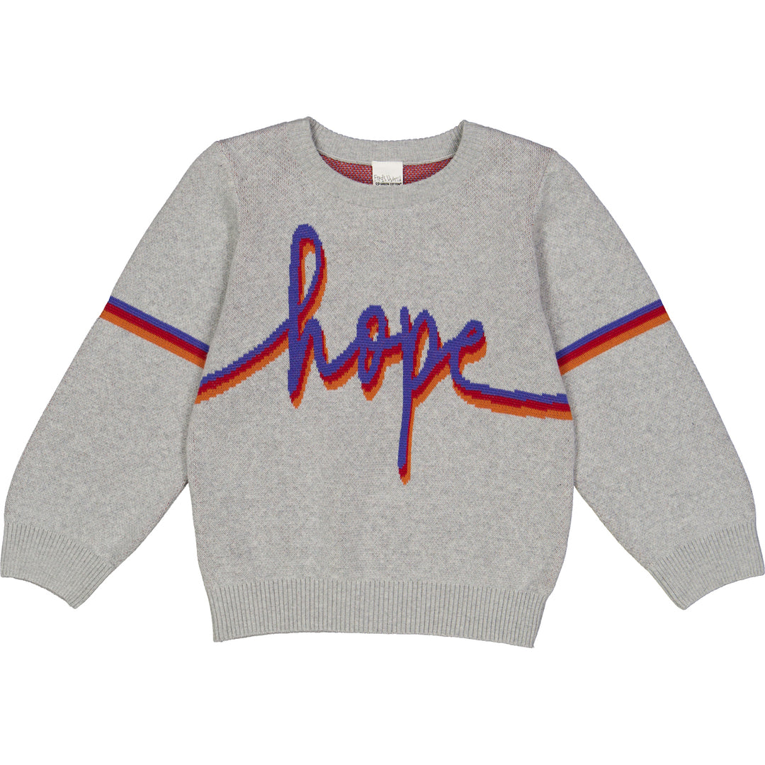 Pulover gri cu imprimeu Hope