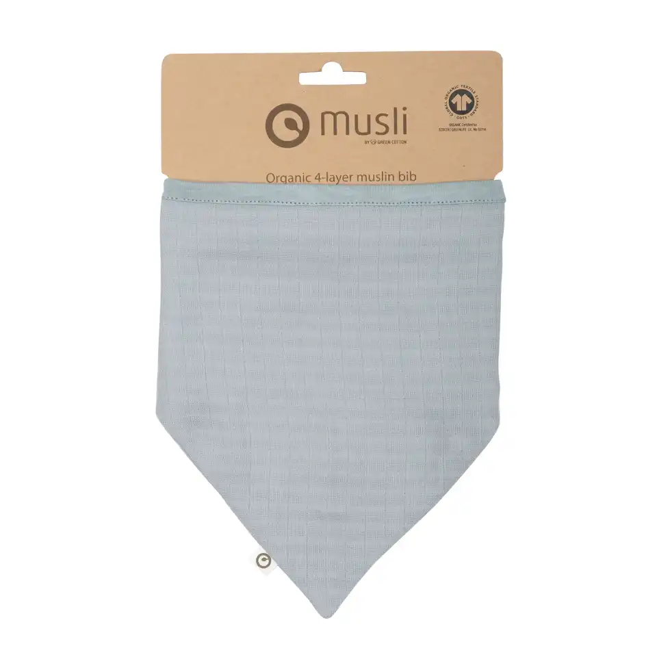 Bavetă gri din muselină pentru bebeluși