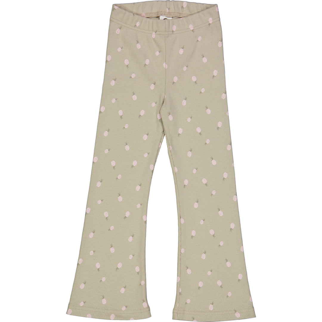 Pantaloni evazați rib cu imprimeu ananas