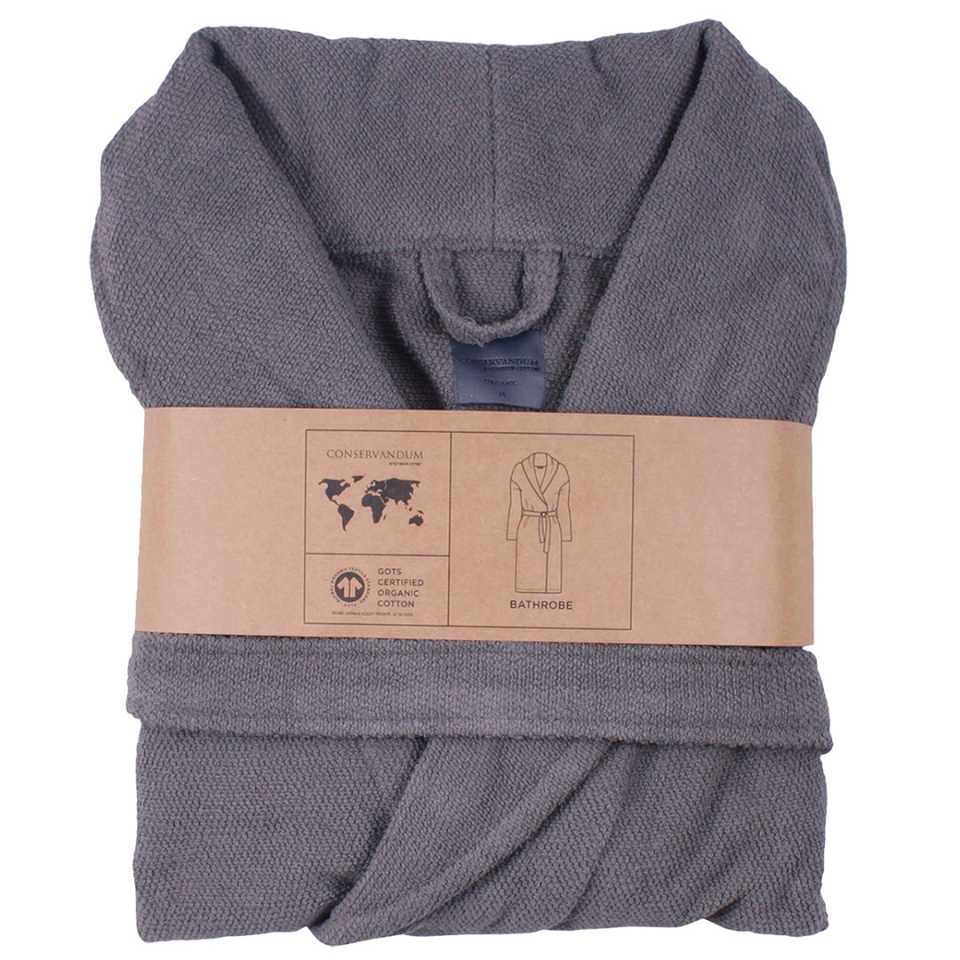 Halat de baie din bumbac organic, gri