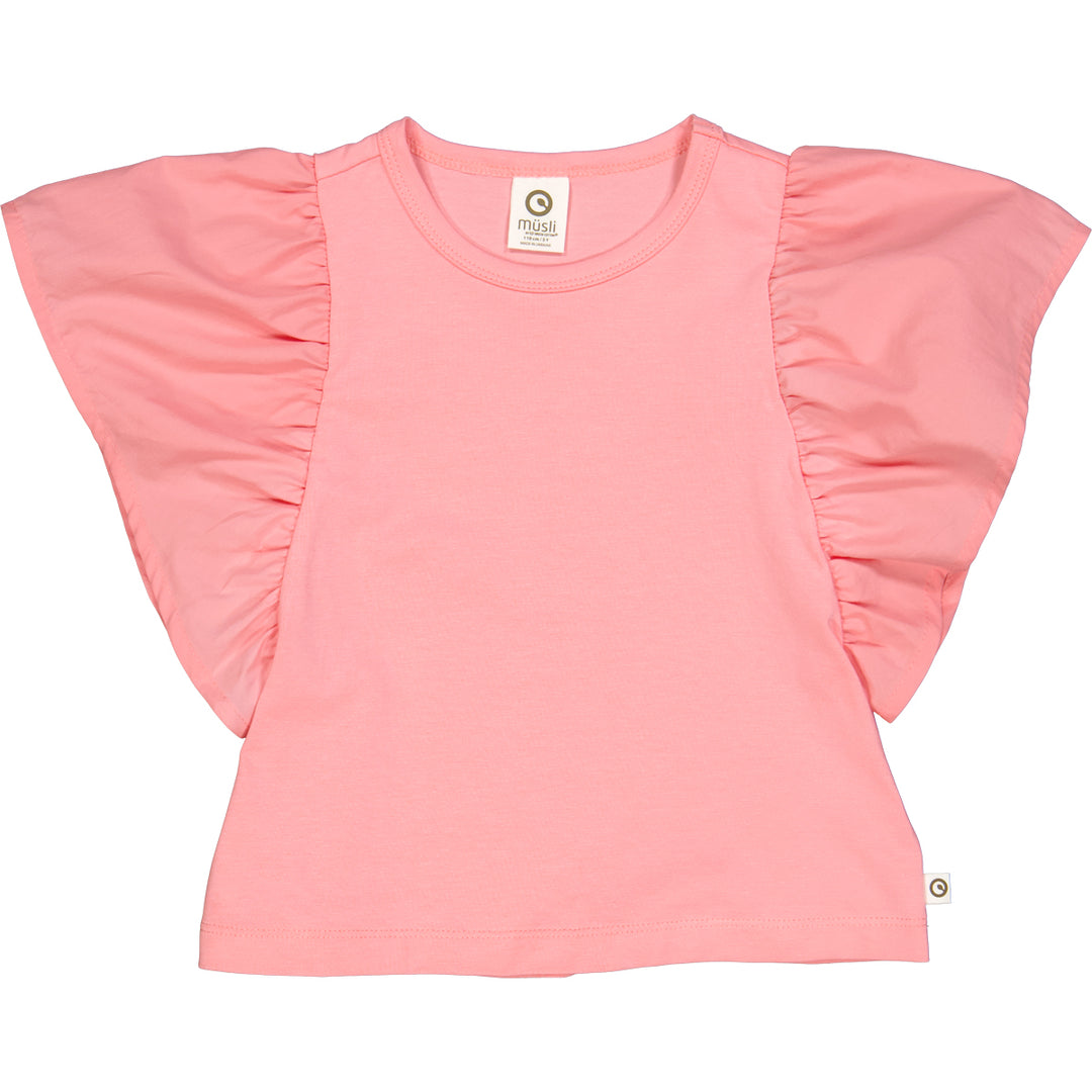 Tricou cu mâneci fluture, roz