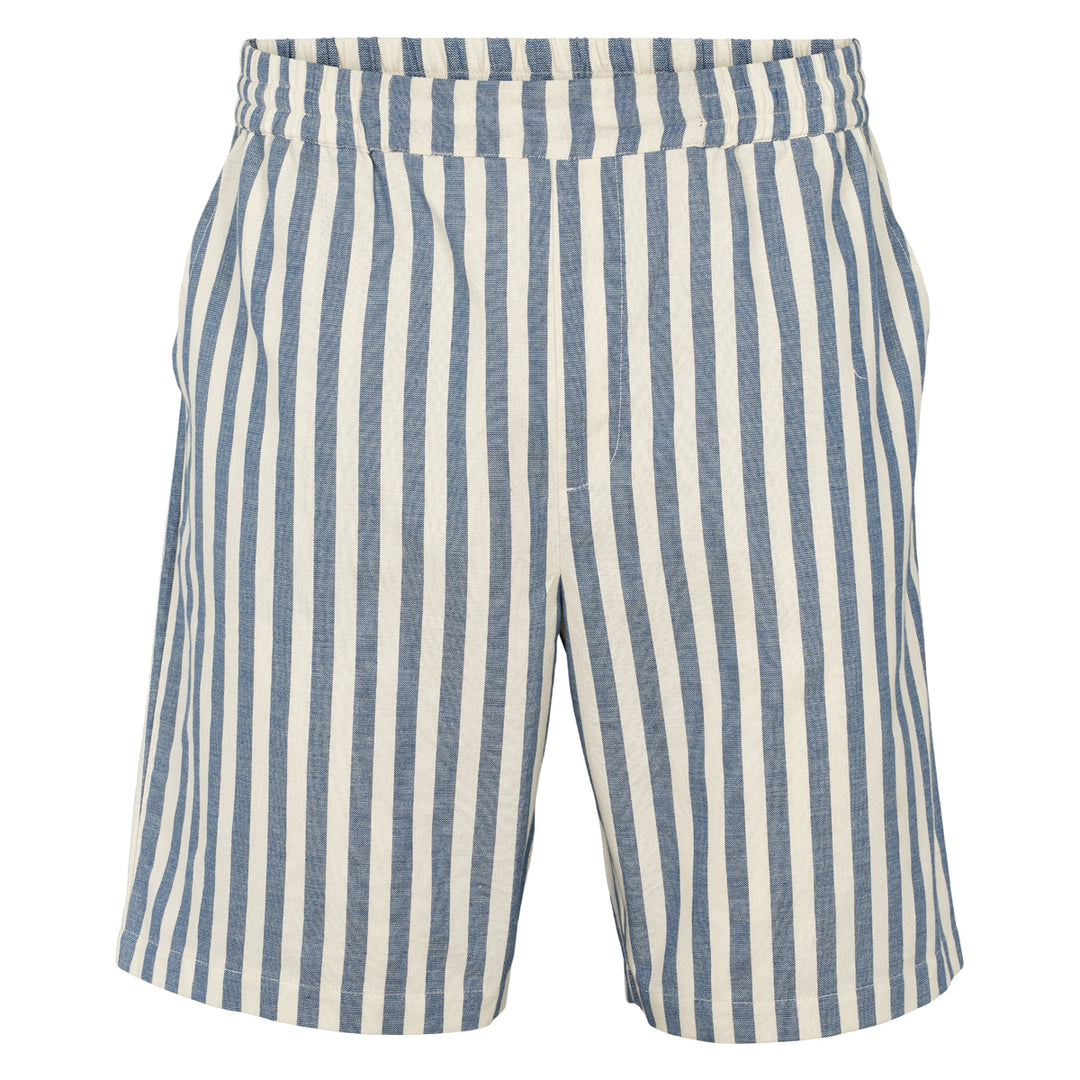 Pantaloni scurți bărbați din bumbac țesut, dungi albastru și alb