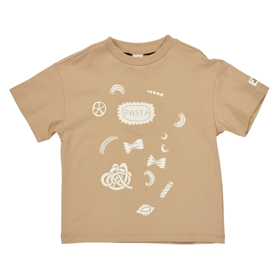 Tricou bej cu imprimeu paste