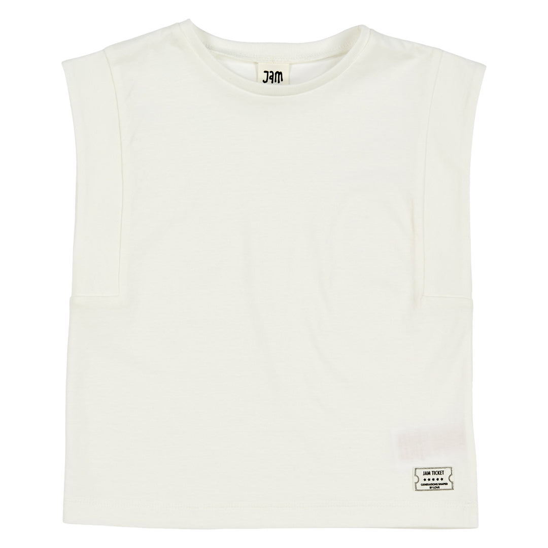 Tricou fără mâneci din bumbac single jersey, crem