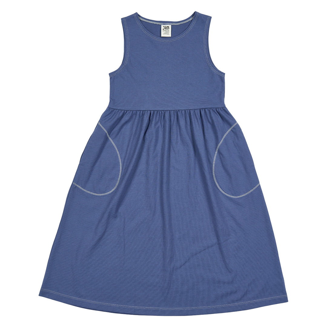 Rochie fără mâneci din bumbac single jersey, bleumarin