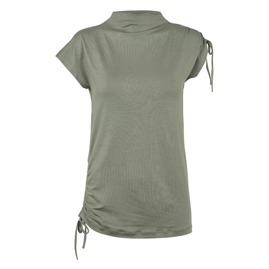 Top din tencel cu detaliu drapat, kaki