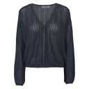 Cardigan tricotat cu model pointelle și șnur, bleumarin