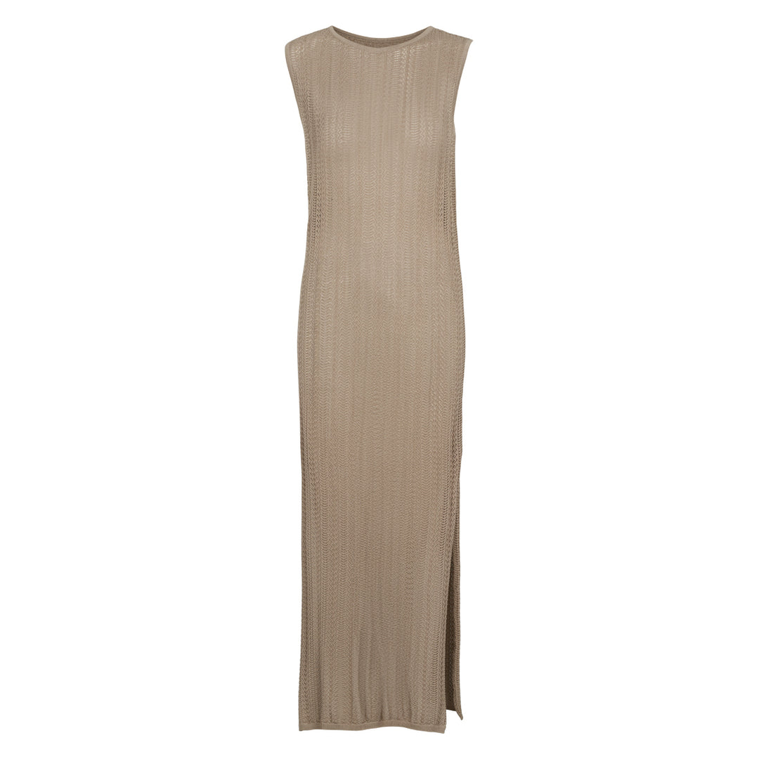 Rochie tricotată lungă, bej