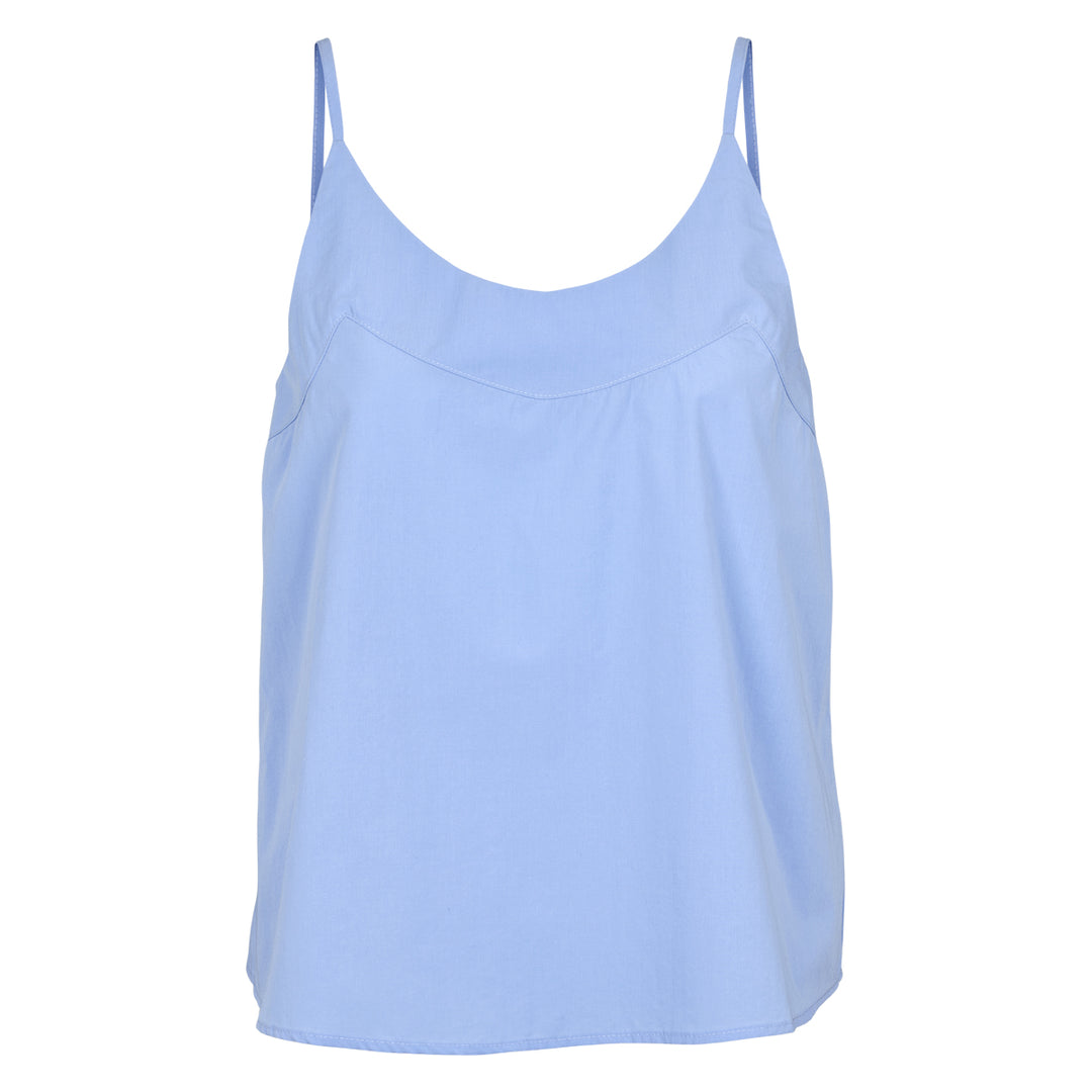 Top cu bretele din bumbac poplin, albastru