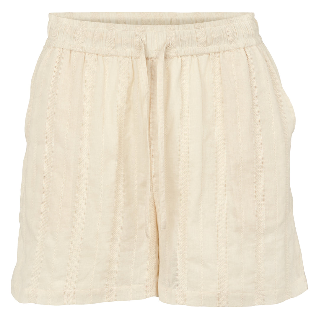 Pantaloni scurți damă din bumbac dobby, crem