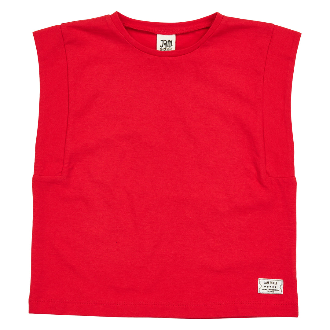Tricou fără mâneci din bumbac single jersey, roșu