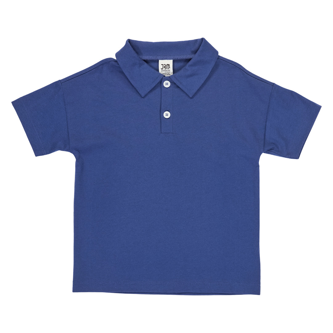 Tricou polo din single jersey, indigo