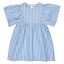 Rochie din bumbac poplin cu dungi și mâneci largi, crem și albastru