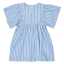 Rochie din bumbac poplin cu dungi și mâneci largi, crem și albastru