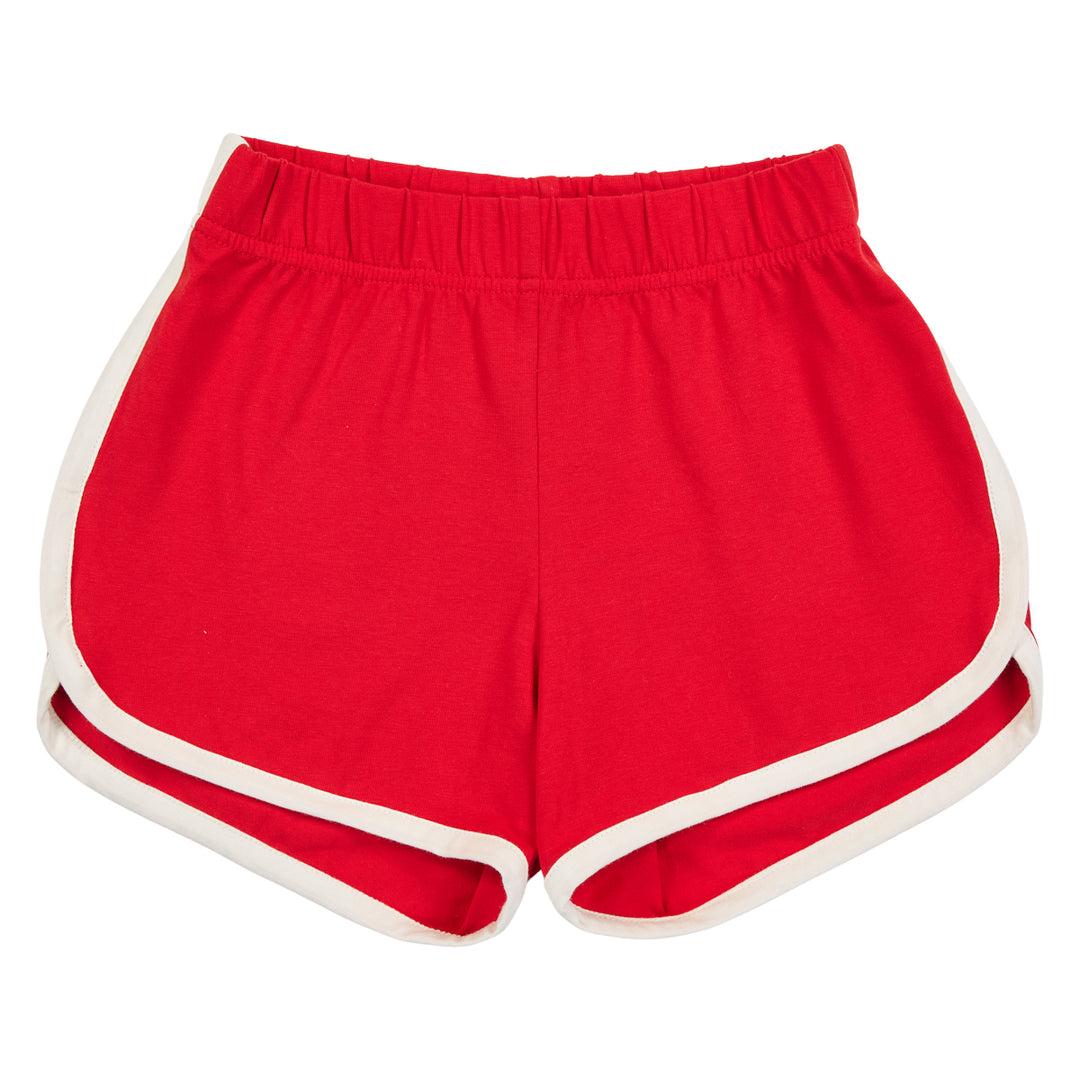 Pantaloni scurți sport cu dungi contrastante, roșu