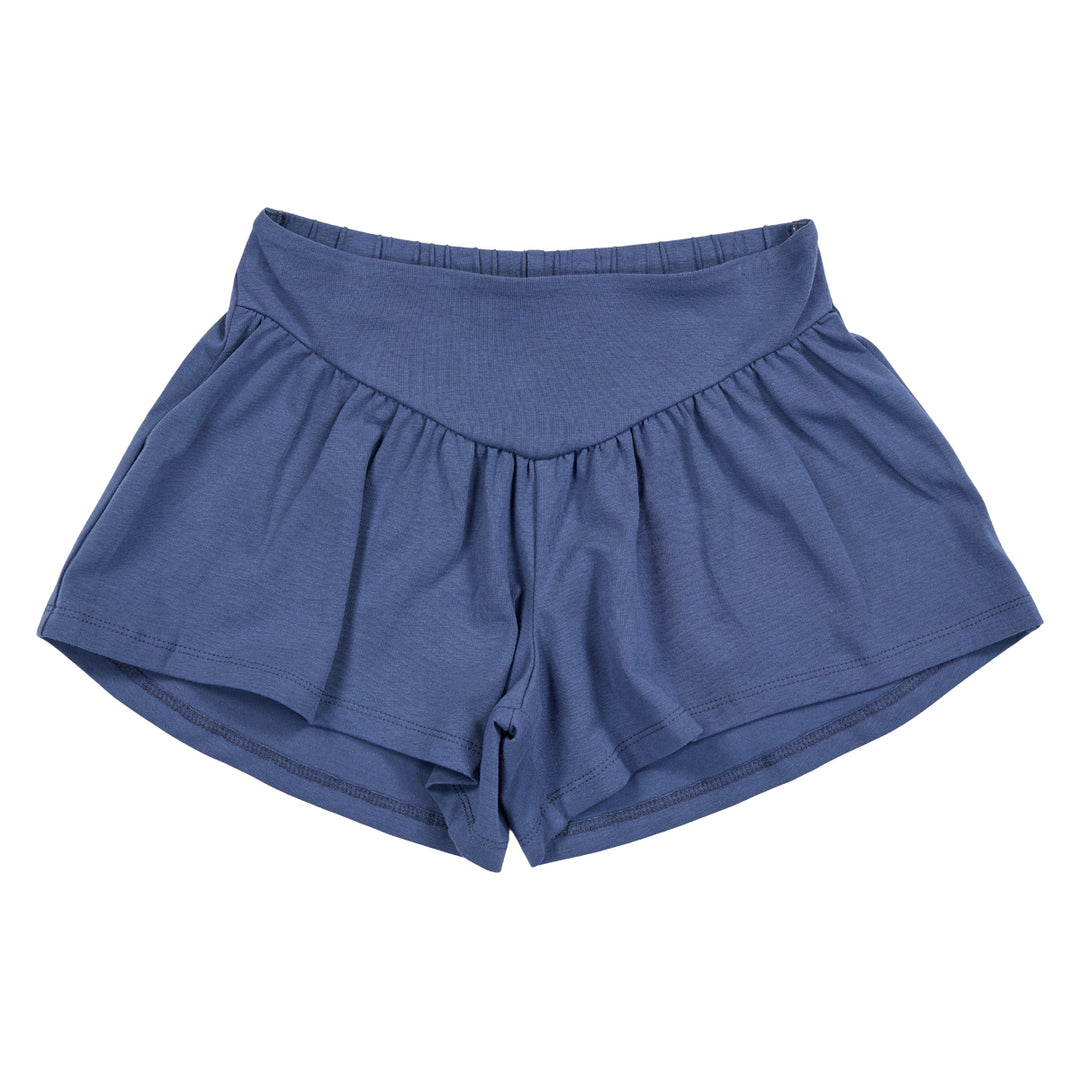 Pantaloni scurți cu volănașe, bleumarin